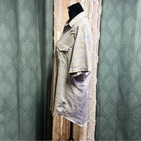 Vintage Men's Plaid Pearl Snap Short Sleeve Shirt - Size Large - Picture 10 of 14